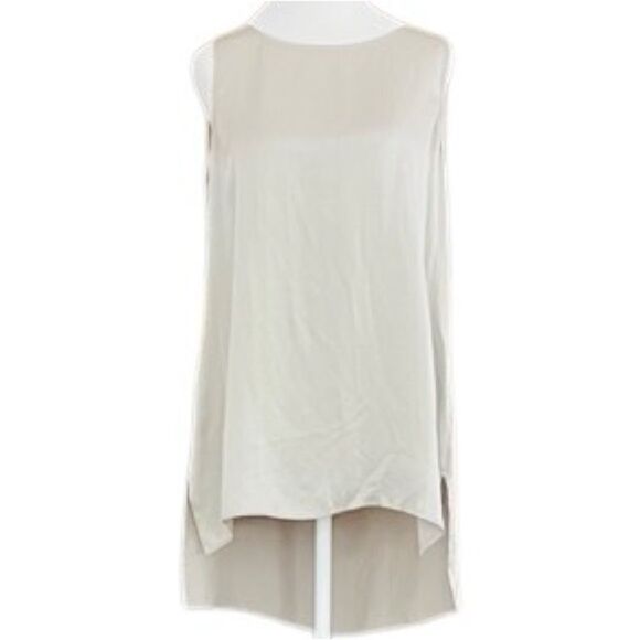 Eileen Fisher Silk Georgette Crepe Long Sleeveless Shell Tank Grey sz Small. - Picture 1 of 9